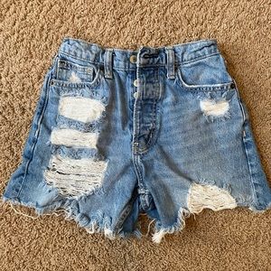 High Waisted Distressed Ripped Jean Shorts Y2K